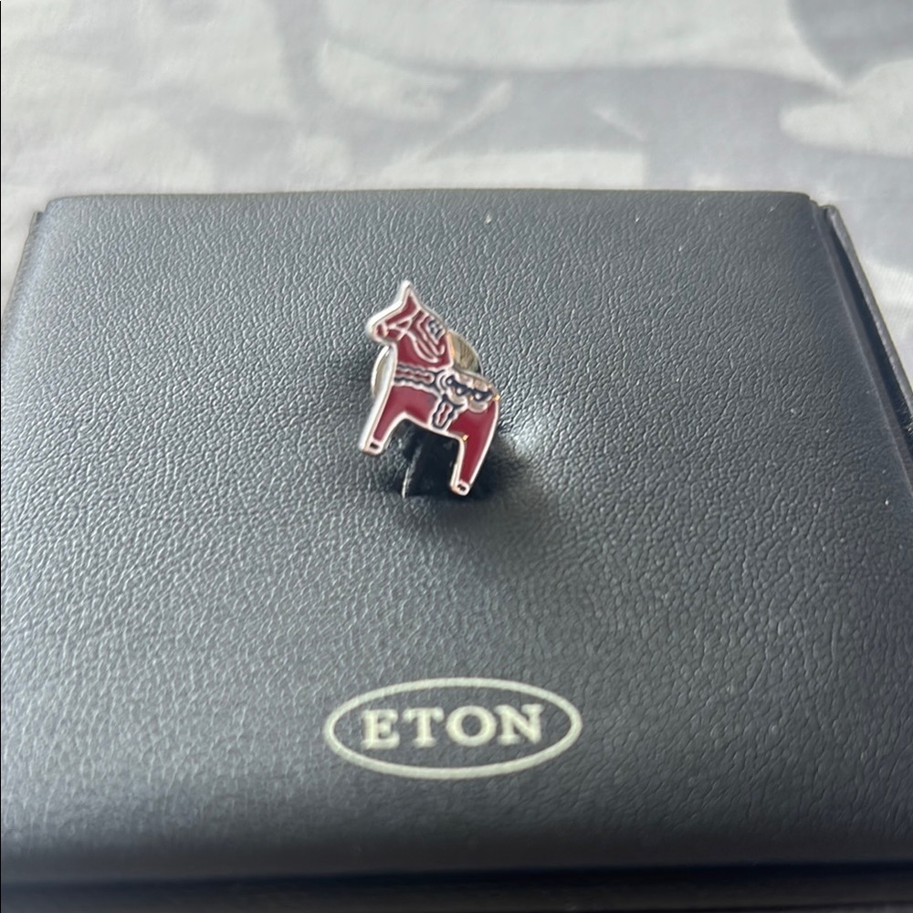 Eton Red and Silver Dala Horse Cufflink